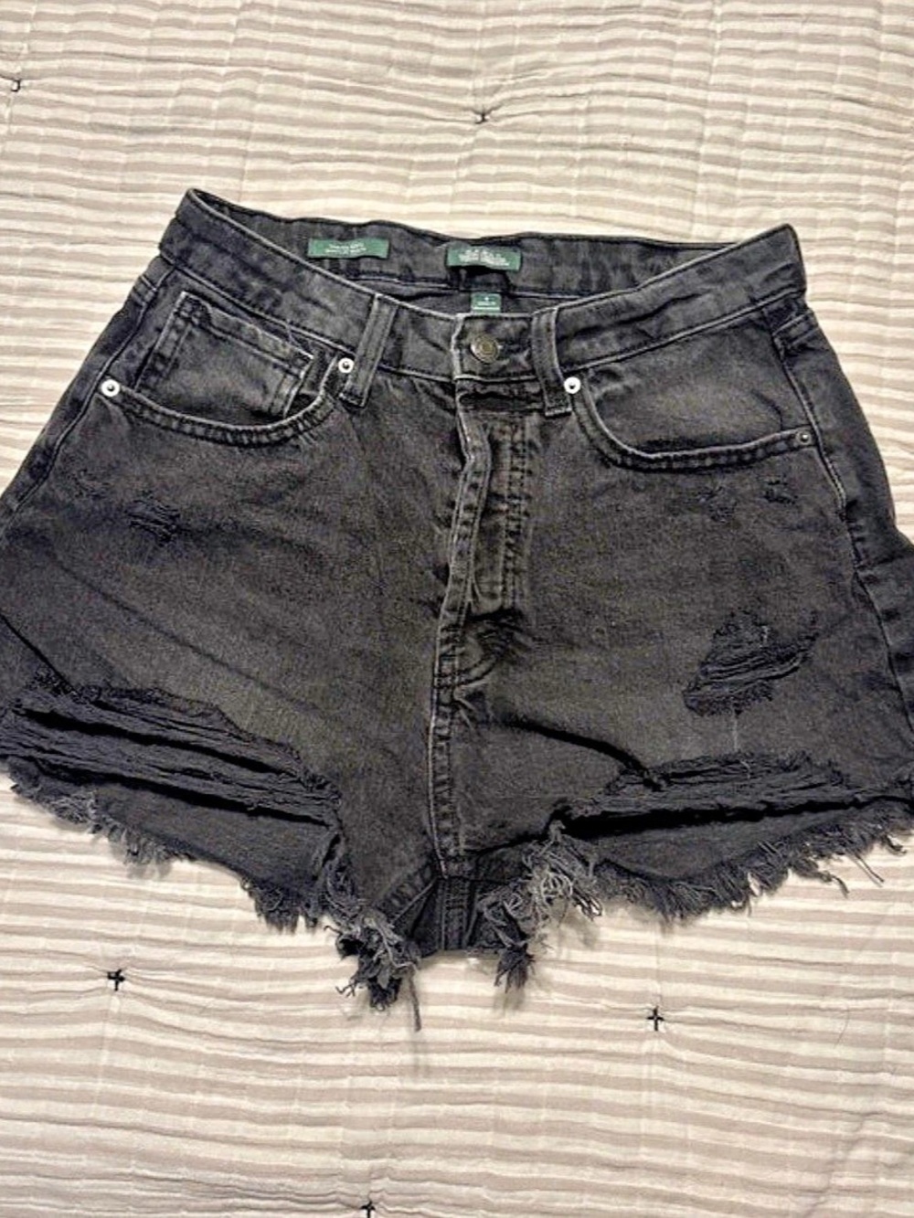 Wild Fable High-Rise Distressed Raw Hem Denim Shorts Black Size 8